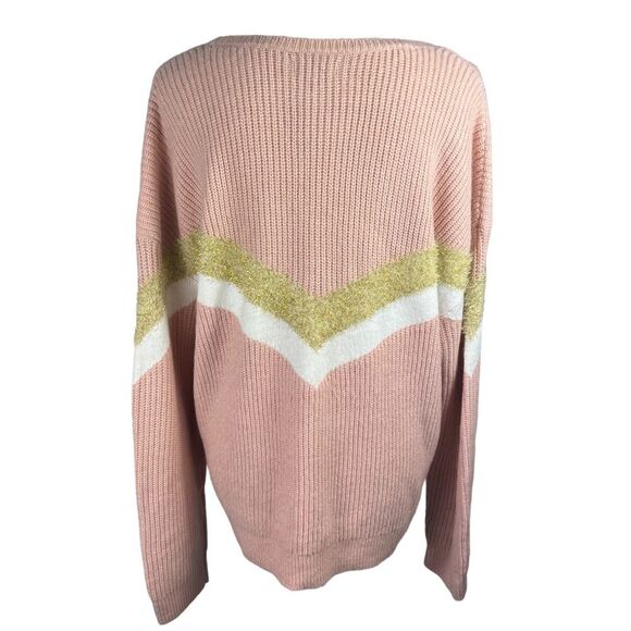New Nine West Shine Crewneck Sweater Peach Gold Metallic XXL Cozy Warm - Picture 4 of 10